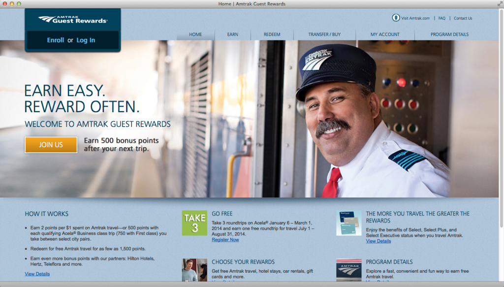 Amtrak Guest Rewards - Desktop
