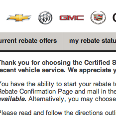 GM Certified Service Rebates